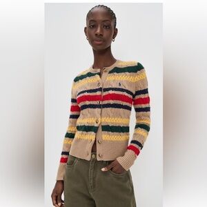 Ralph Lauren Stripe Cable Cardi small NWT